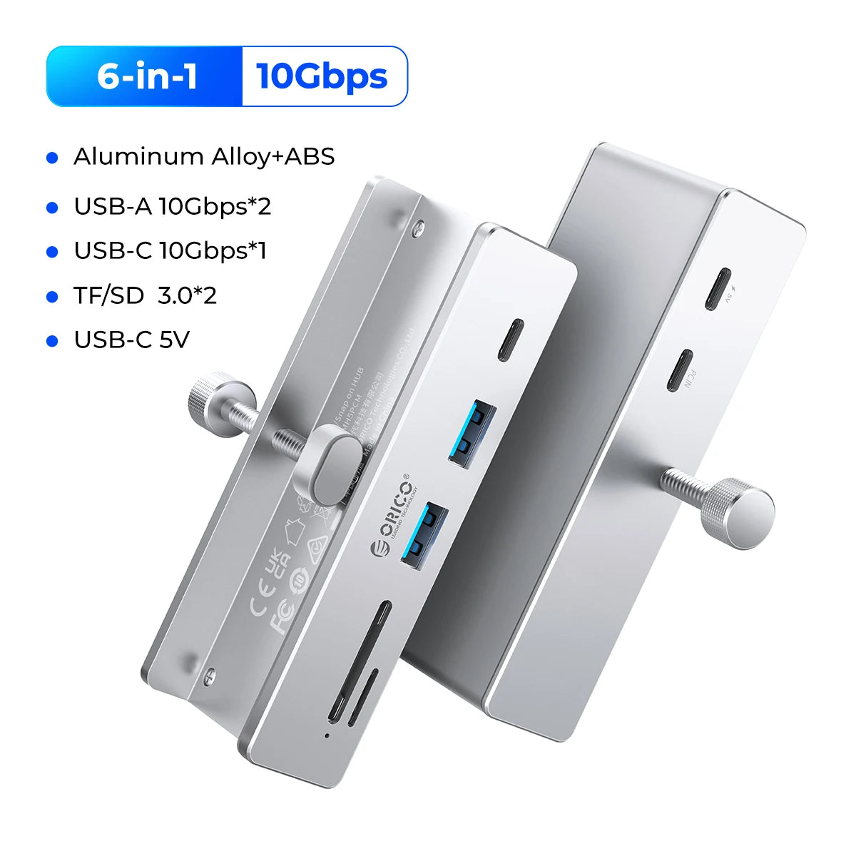 10Gbps Aluminum Alloy USB 3.2 Type-C Hub Fast Reading TF Card