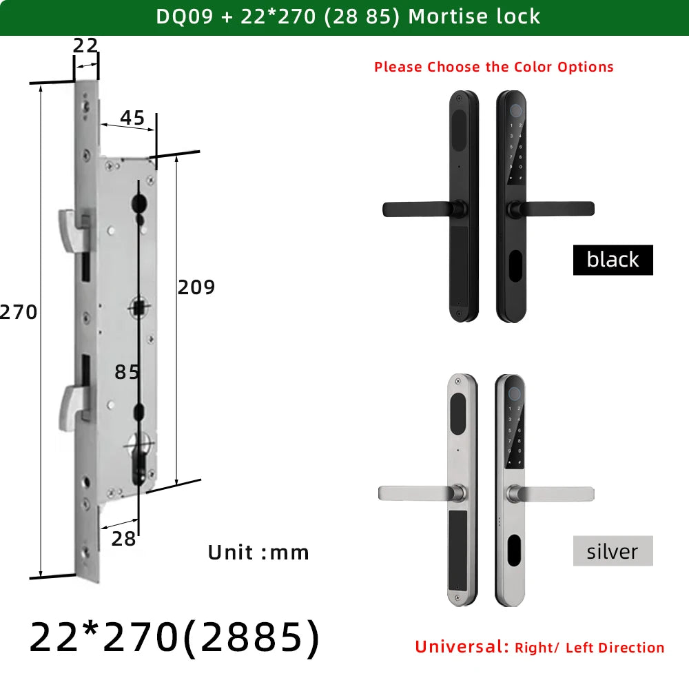 Aluminium Alloy Waterproof Bluetooth Reversible Handle Door Lock