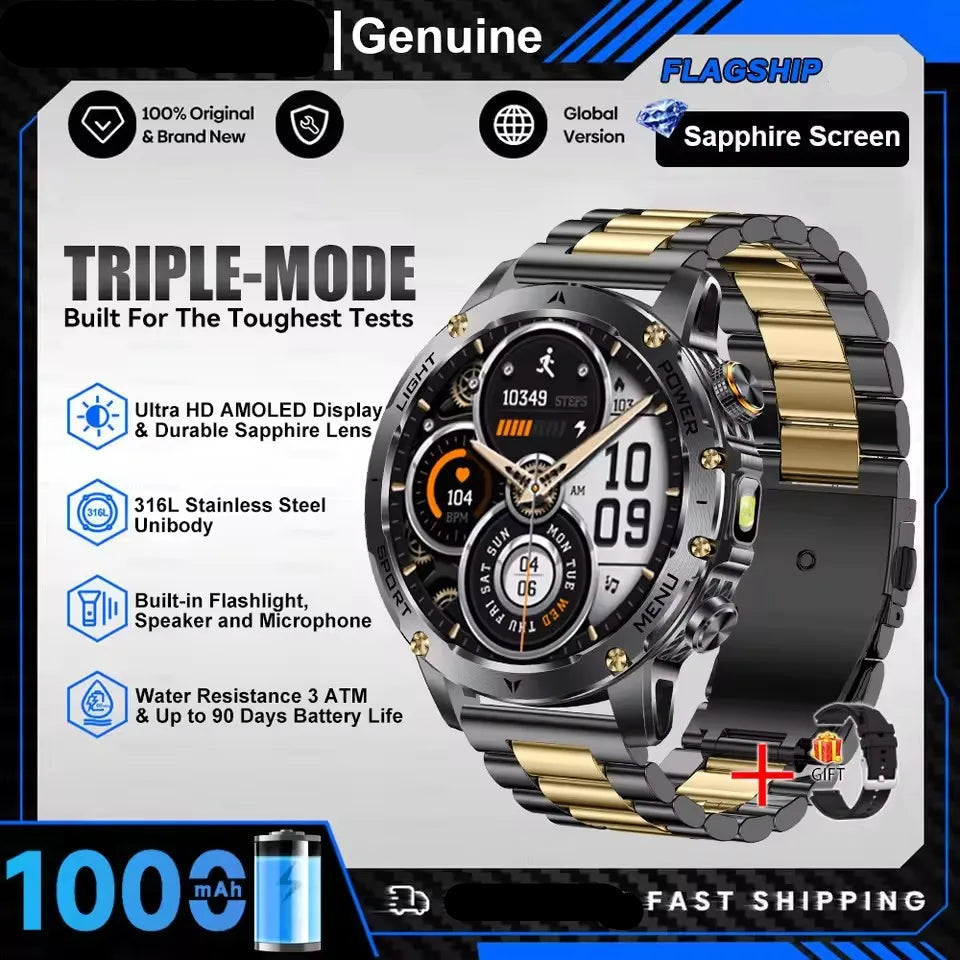 Silica Gel Waterproof Android Round Shape On-Wrist Smartwatch