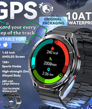 Waterproof AMOLED Display Android GPS Round Shape Smartwatch