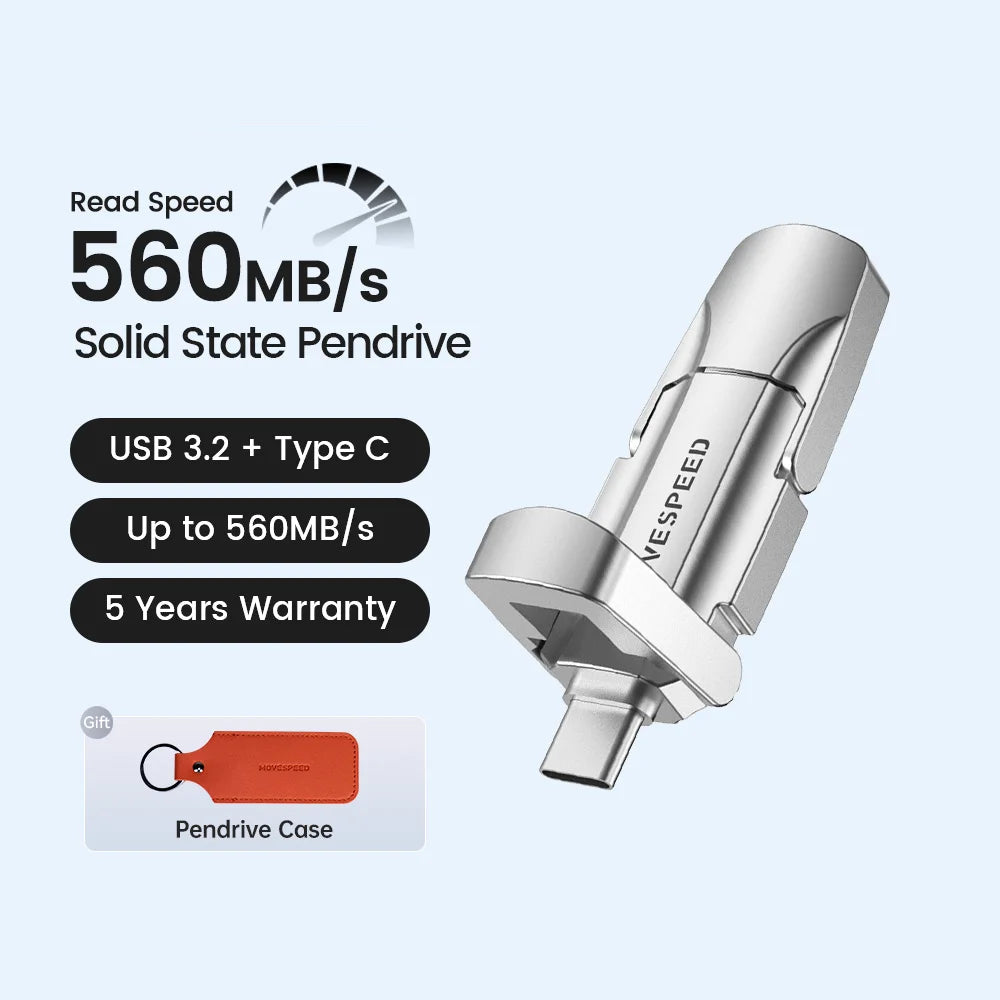 128GB - 2TB USB 3.2 External Flash Memory Solid State Pen Drive