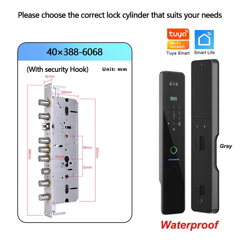 Wifi R2 IP66 Waterproof Fingerprint Electronic Lock With Camera