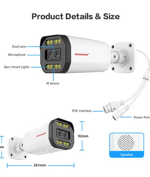 Boavision 5MP Dual Lens Night Vision TF Card Slot Surveillance Camera