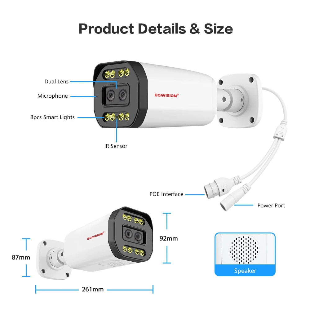 Boavision 5MP RJ45 Dual Lens Night Vision Surveillance Camera