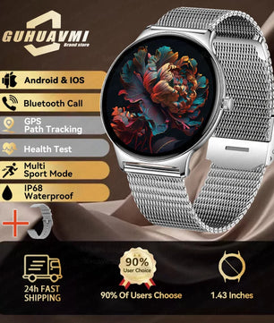 Silica Gel Full Touch Screen Android Round Shaped Digital Smartwatch