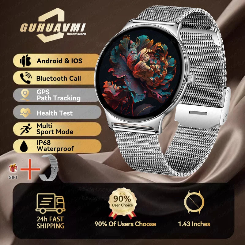 Silica Gel Full Touch Screen Android Round Shaped Digital Smartwatch