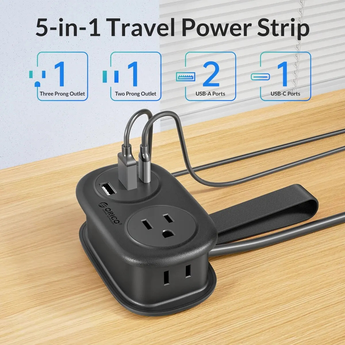 10A High Speed Extension Cord Portable Power Outlet for Travel