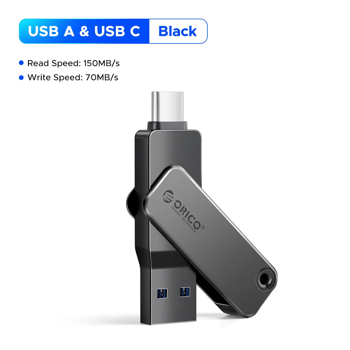 Orico 150MB/s Gen 1 Dual USB-C & USB-A Mini Thumb Drive