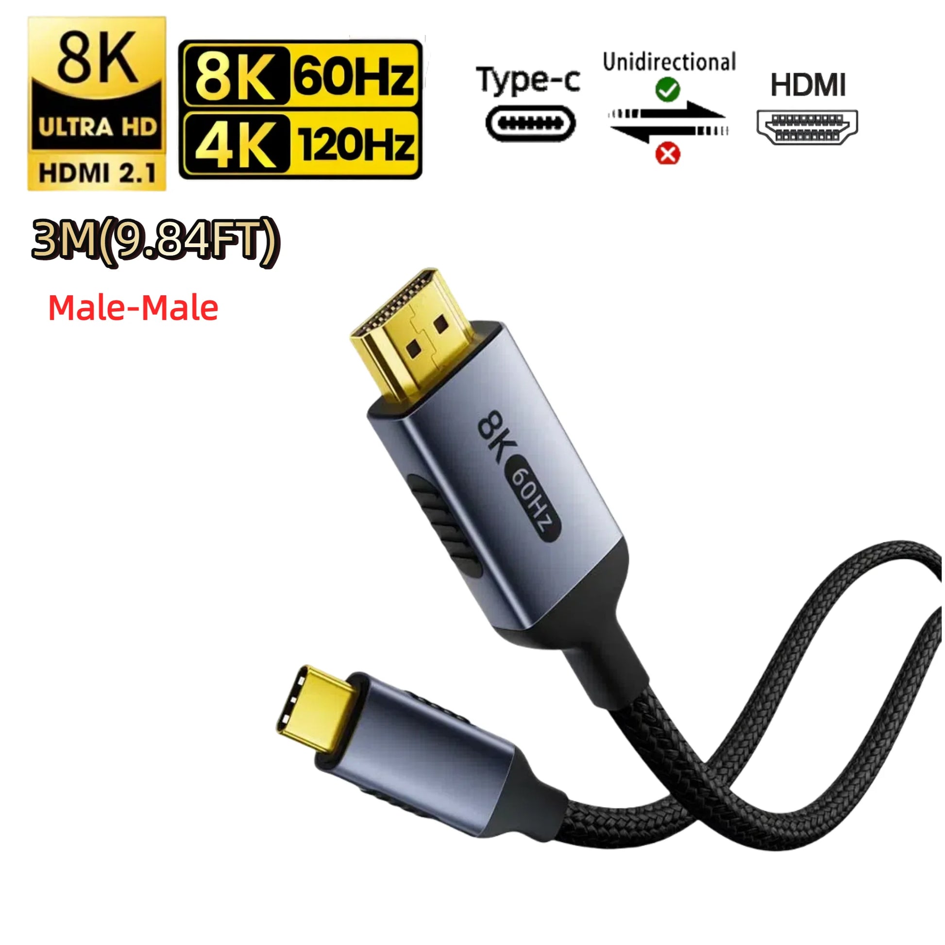 Aluminium 6mm HDMI-Compatible 1.4 Cable For MacBook