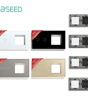 Bseed 3 Gang Tempered Glass Panel Wall Light Touch Switch Frame