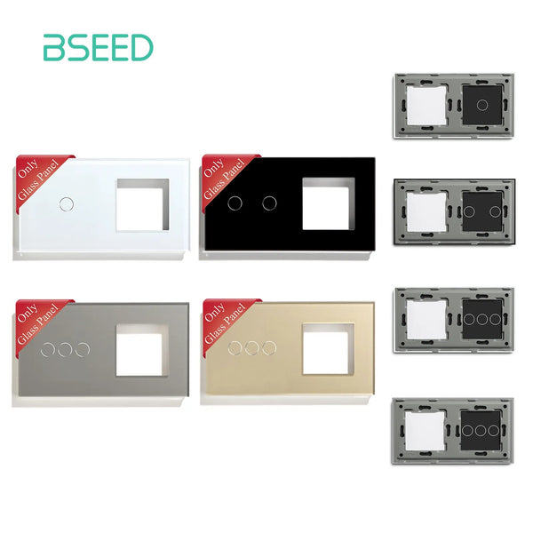 Bseed 3 Gang Tempered Glass Panel Wall Light Touch Switch Frame