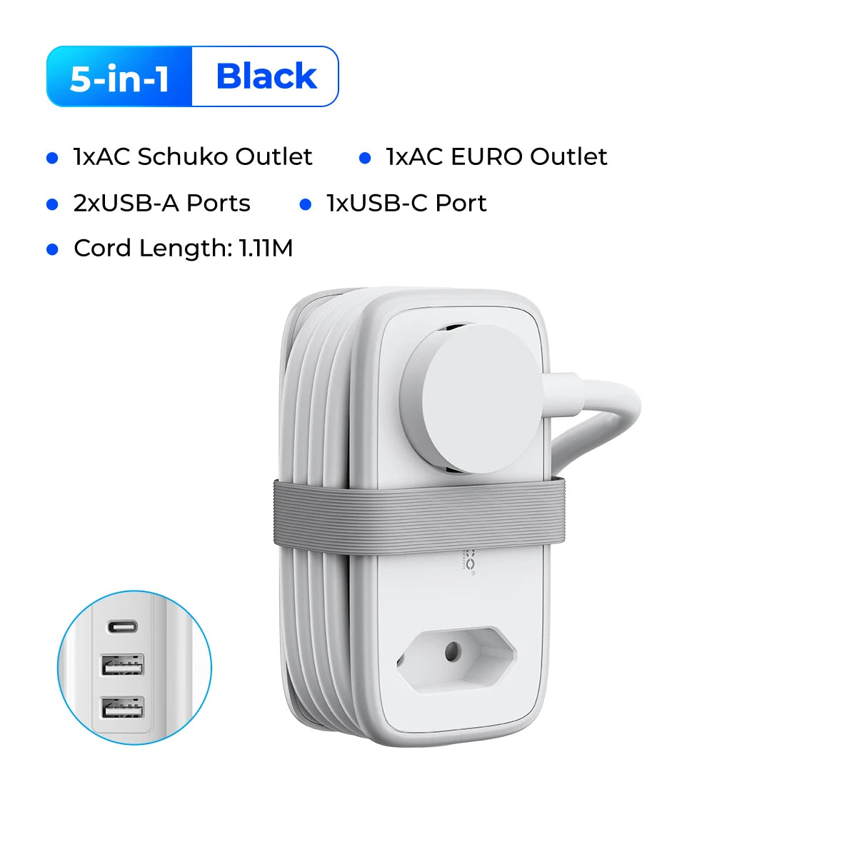 1875W EU Plug Electrical Power 1.1M Extension Charging Adapter