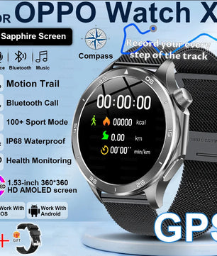 Steel Waterproof Android On-Wrist Round Shape Smartwatch