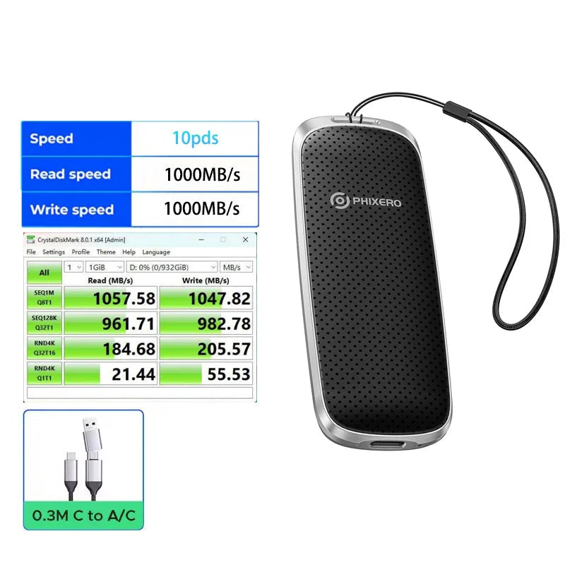 128GB USB 3.2 External Type-C Solid State Drive For Laptop