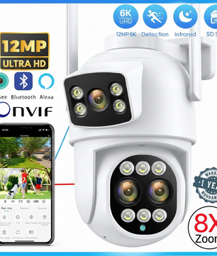 IP66 12MP Digital Zoom WIFI Dual Screens Waterproof Dome Camera