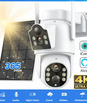 1080p 8MP 4K Solar Wifi Outdoor Dual Lens Surveillance Camera