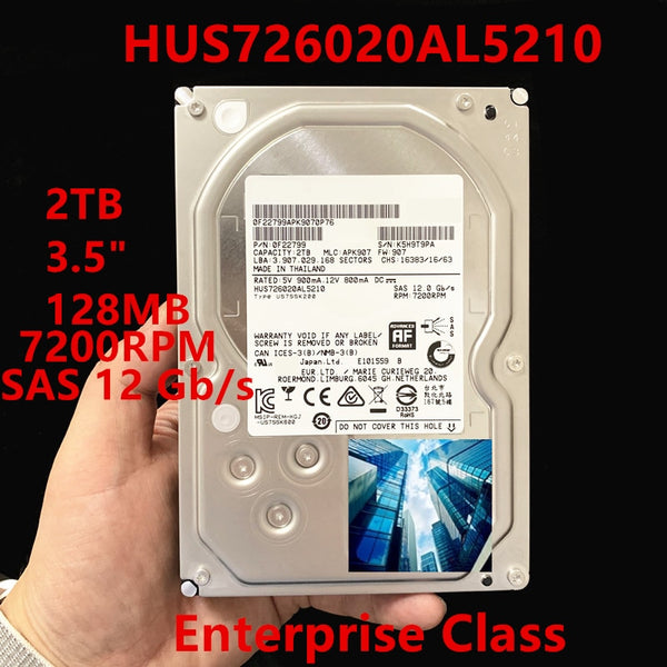 2TB 3.5" 12 Gb/s 128MB 7200RPM For Enterprise Internal HDD