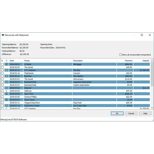NCH Money Line Personal Finance