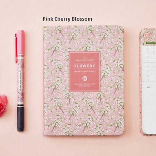 Leather Floral Cover With Thick Paper Weekly Planner Notebook