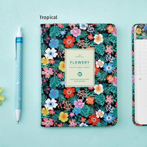 Leather Floral Cover With Thick Paper Weekly Planner Notebook
