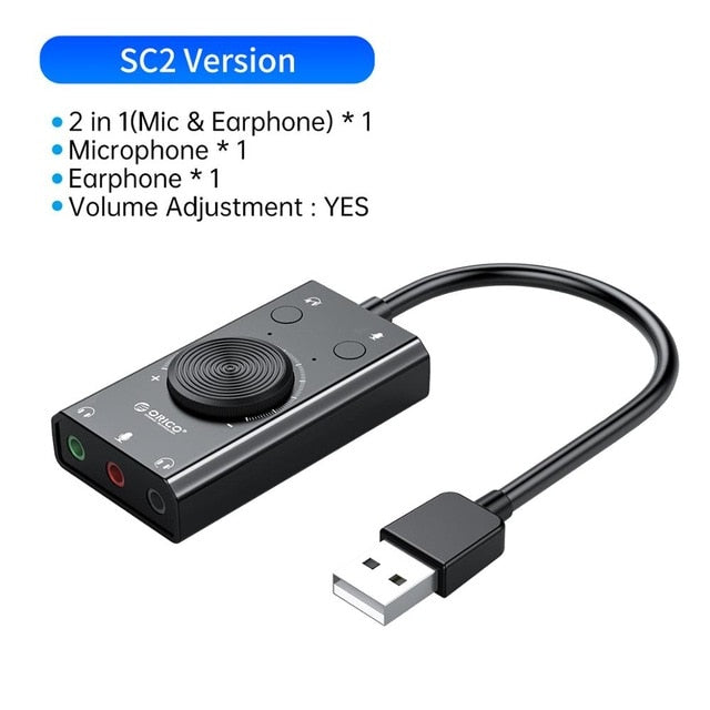 External USB Sound Card Stereo Mic Speaker 3.5mm Adapter