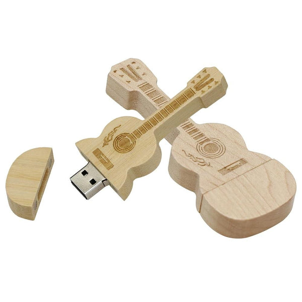 Wooden Guitar Design Pen Drive Memory Stick