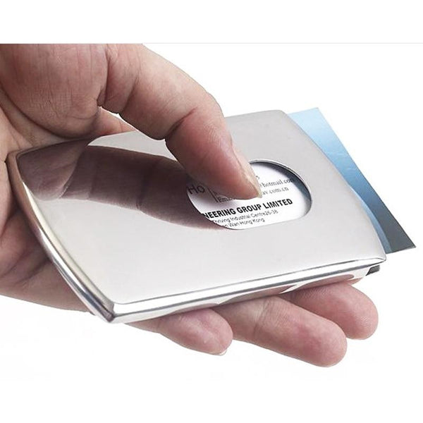 Stainless Steel Thumb Slide Out Business Card Holder Case