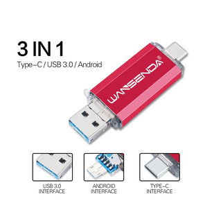 32GB to 256GB USB 3.0 High Capacity External Storage Dual Pen Drive