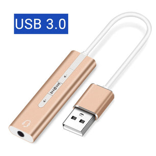 2 In 1 USB 3.0 to 3.5mm Jack Audio External Sound Adapter